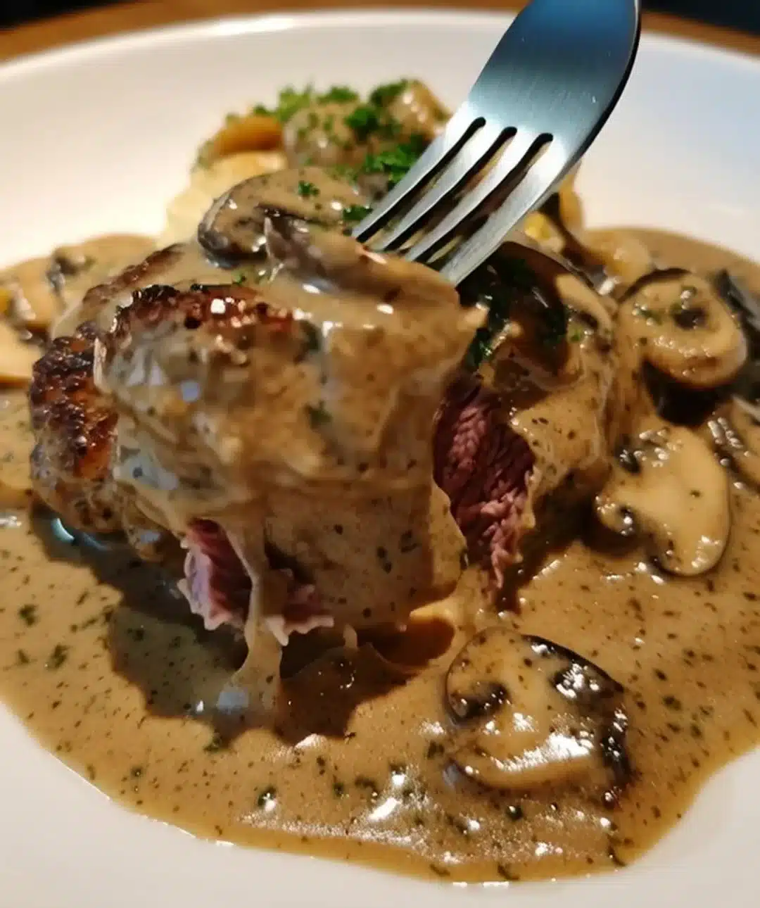 Slow Cooker Salisbury Steak with Mushroom Gravy on a plate